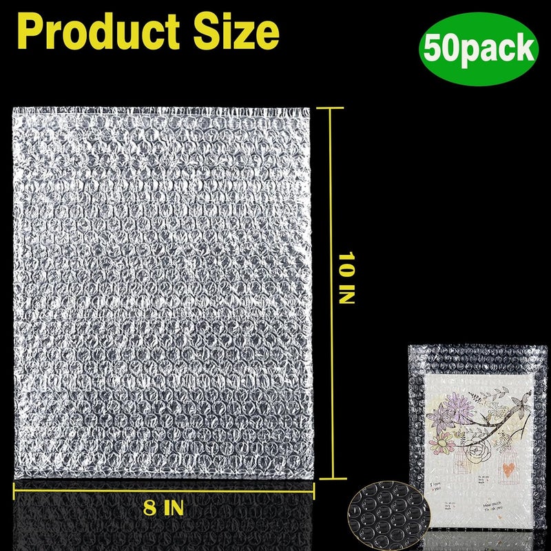 AFROX 50Pcs 8 x 10 Inch Bubble Out Bag, Double Walled Wrap Pouches, Cushioning Protective Bubble Pouch for Shipping, Storage, Mailing Packing fragile item and Supplies Dishes Glass Plates Packaging - Image 2